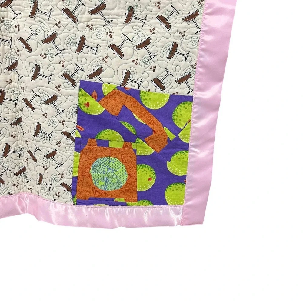 Vintage Telephone Quilt 30x30 Pink‎ Border Retro Pop Art Wall Hanging